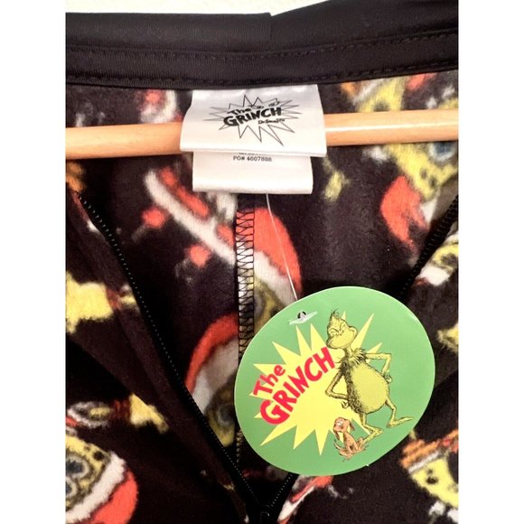 Christmas SpongeBob Squarepants PJs Comfy One Piece Black Loungewear w Hood NEW - Picture 4 of 14